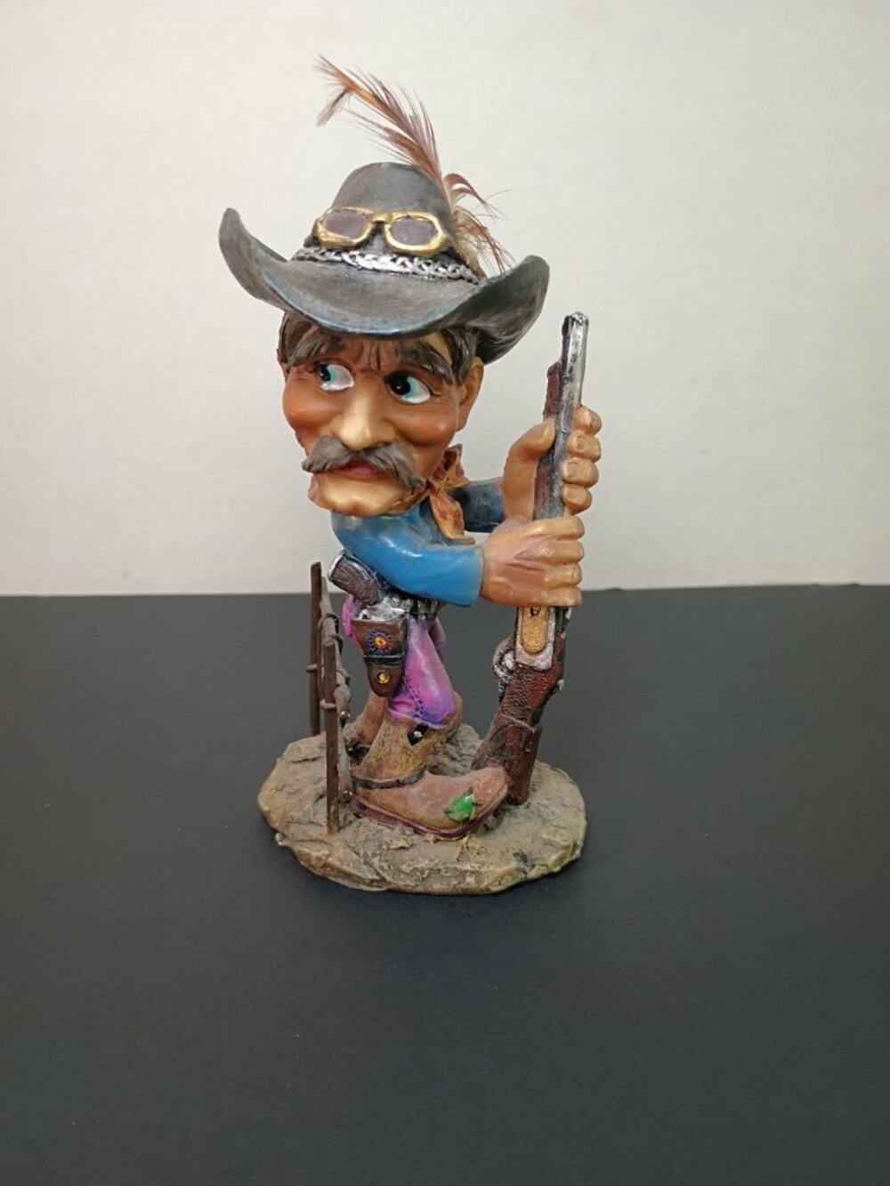 Vintage Rustic Western Cartoon Cowboy Figurine
